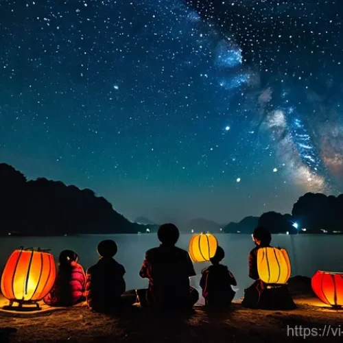 천문 관광의 고객 경험 개선 방안 - **Prompt 1: Cultural Stargazing Storytelling in the Vietnamese Highlands**
    "A serene night scene...