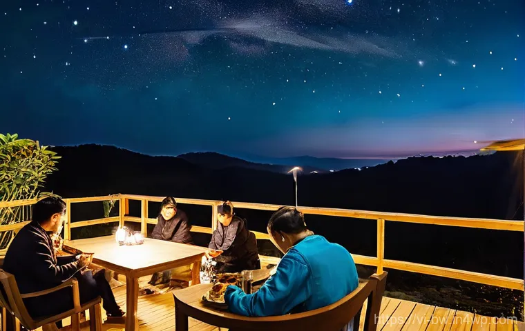 천문 관광의 고객 경험 개선 방안 - **Prompt 1: Cultural Stargazing Storytelling in the Vietnamese Highlands**
    "A serene night scene...