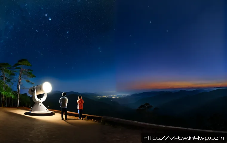 Home 17 천문 관광에 적합한 시간대와 날짜 - Photorealistic wide landscape of a Vietnamese family-friendly astronomy viewpoint in Da Lat highland...